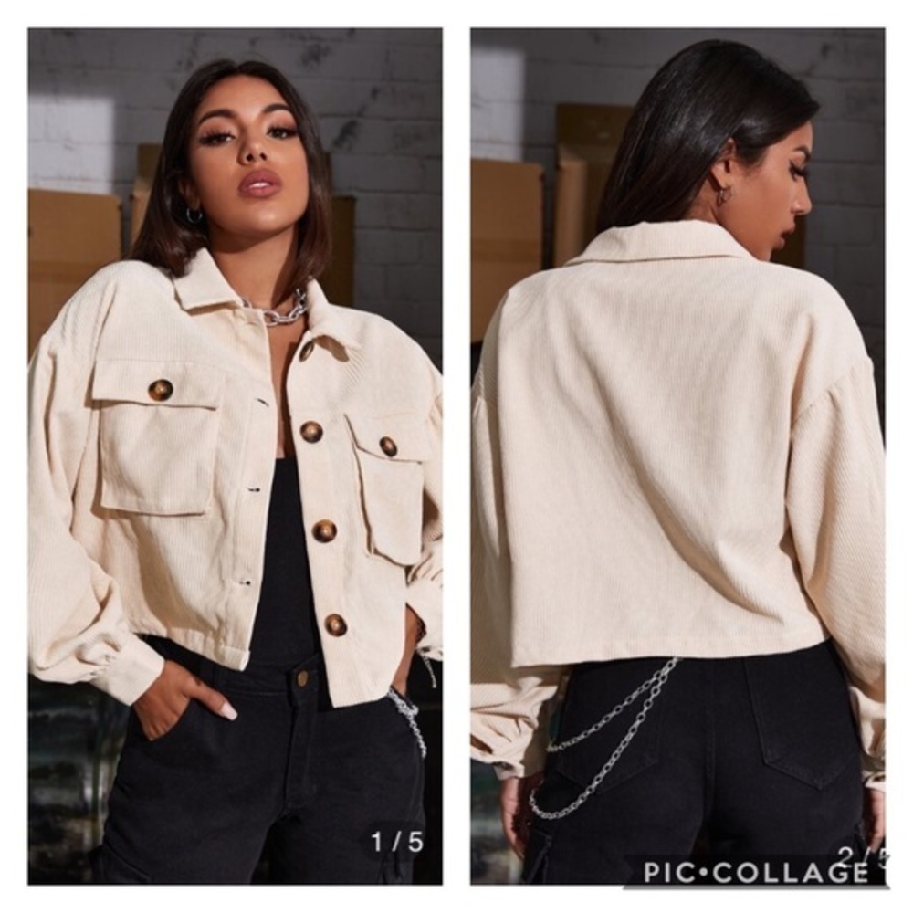 NWOT Shein Single Breasted Pocket Corduroy Jacket